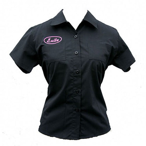 Women's Fitted Work Shirt, Black or Pink